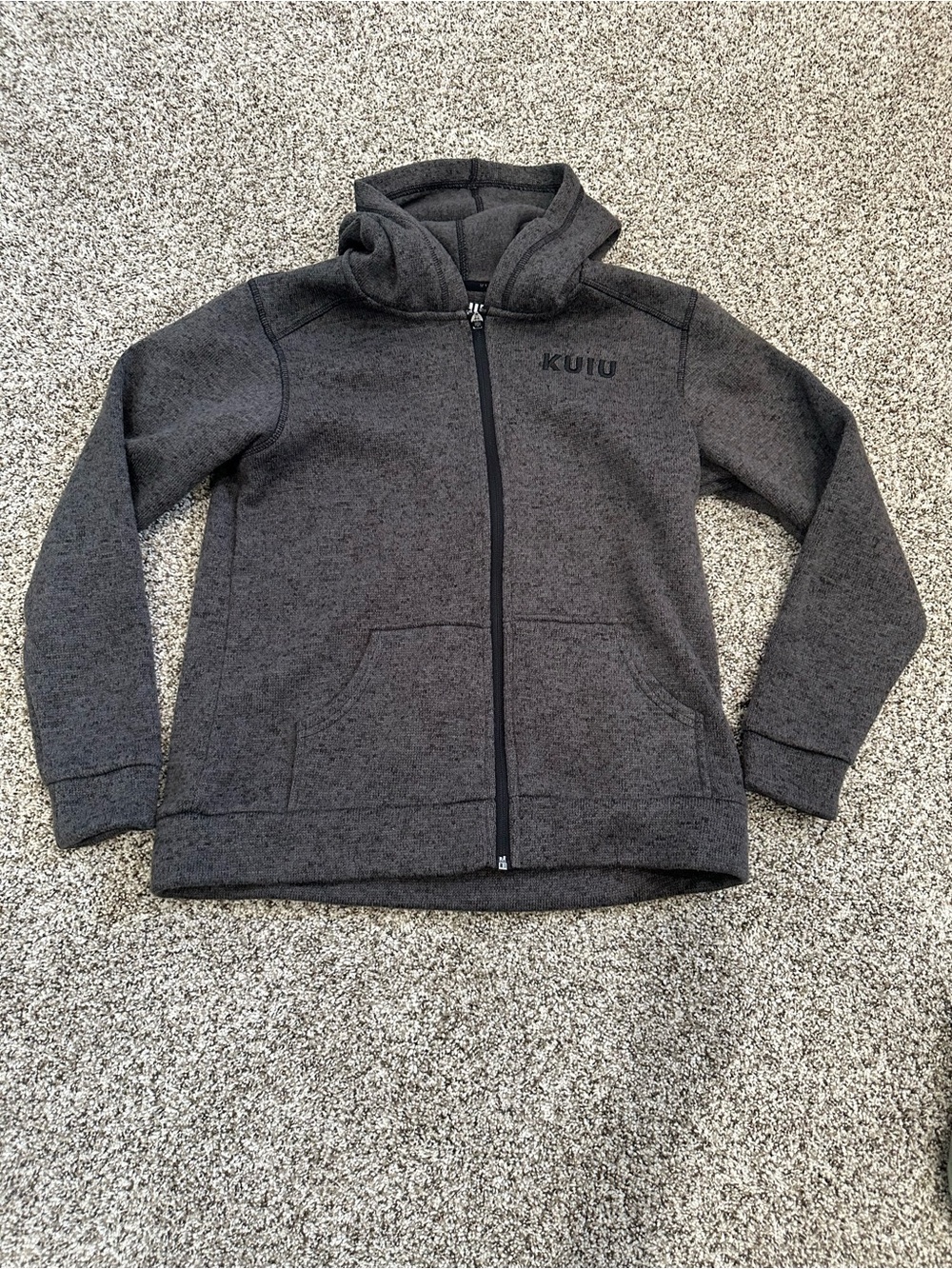 KUIU Youth Base Camp High Loft Fleece Hoodie Gray Kids L 14/16